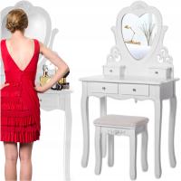 Косметическое сердце туалетный столик с зеркалом белый стул