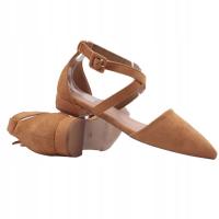 CAMELOWE czółenka damskie sandałki na niskim słupku BALERINKI SANDAŁKI