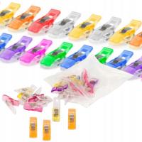 KLIPSY DO TKANIN TEXI KOLOROWE KLAMRY SPINKI SZWALNICZE ZESTAW 20 SZTUK