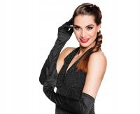 Rękawiczki za Łokieć Długie Czarne Retro Dodatek do Stroju