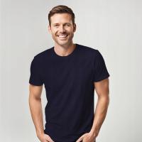 T-shirt męski granatowy bawełniany okrągły dekolt 190 g/m²