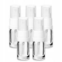 BUTELKA SZKLANA BEZBARWNA Z BIAŁYM ATOMIZEREM 20 ML - ZESTAW 5 SZTUK