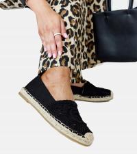 Czarne espadryle z haftem Kalba rozmiar 36