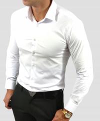 Белая мужская приталенная деловая приталенная рубашка
