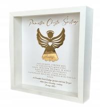 PAMIĄTKA CHRZTU ŚWIĘTEGO PREZENT NA CHRZEST ANIOŁ Z MODLITWĄ PERSONALIZACJA