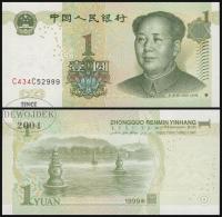 BNB - CHINY 1 Yuan 1999 C434 C52 999 # P895d # typ numeracji LCCC L # UNC