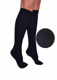 Podkolanówki bawełniane, BEZUCISKOWE MARTINEX czarne PRĄŻEK