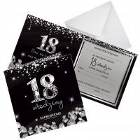 Zaproszenia na 18 Urodziny Diamentowy Blask Koperta Biała aZ11
