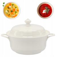 WAZA DO ZUPY BIAŁA 2,0L z POKRYWKĄ WAZA DO ROSOŁU BIAŁA PORCELANA ALMA