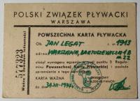 Powszechna Karta Pływacka Polski Związek Pływacki Warszawa 1977 J.L.