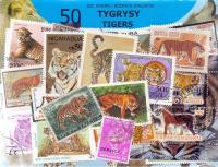 Zestaw 50 znaczków pocztowych - TYGRYSY
