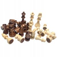 32x ręcznie robione drewniane figurki szachowe