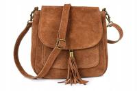 Torebka skórzana Damska Zamszowa Listonoszka retro mała przewieszka skóra