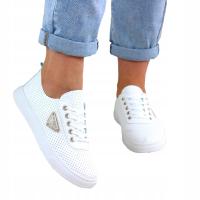 БЕЛЫЕ КЕДЫ ЖЕНСКИЕ МОДНЫЕ КРОССОВКИ С ДЫРКАМИ ИЗ ИСКУССТВЕННОЙ КОЖИ 8