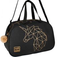 ШКОЛЬНАЯ СПОРТИВНАЯ СУМКА ДЛЯ БАССЕЙНА WF ДЛЯ ДЕВОЧЕК, ЧЕРНЫЙ ЗОЛОТОЙ ЕДИНОРОГ