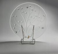 SZKLANA DUŻA PATERA DRZEWKO GRUBE SZKŁO