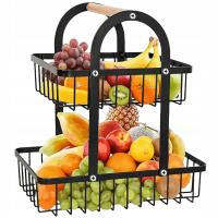 МЕТАЛЛИЧЕСКАЯ КОРЗИНА КОРЗИНА ДЛЯ ФРУКТОВ ДВУХУРОВНЕВАЯ ЧЕРНАЯ ДВУХЭТАЖНАЯ СТОЙКА 2 ЯРУСА