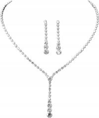 Серебряный комплект ювелирных изделий посеребренные свадебные ожерелье галстук подарок серьги