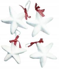 BOMBKI GWIAZDKI NIETŁUKĄCE CHOINKOWE ZESTAW 4szt GWIAZDY BIAŁE ZAWIESZKI