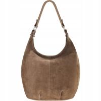 Torebka Worek Włoska Zamszowa Skórzana Torba Vera Pelle Damska Na Ramię A4