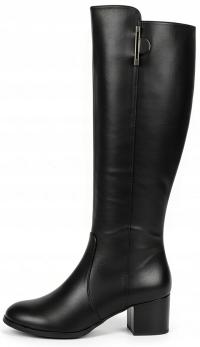 9067 ЧЕРНЫЕ ЖЕНСКИЕ КОЖАНЫЕ САПОГИ НА СТОЙКЕ УДОБНЫЕ