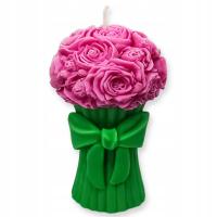 Kolorowa Świeca ZAPACHOWA Różowy Bukiet Kwiatów SOJOWA Prezent Róża Duża