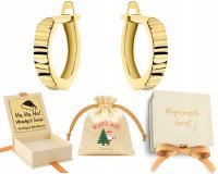 ZŁOTE KOLCZYKI KÓŁECZKA Z OZDOBNYM DIAMENTOWANIEM ANGIELSKIE ZAPIĘCIE 585