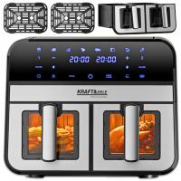 FRYTKOWNICA BEZTŁUSZCZOWA DWUKOMOROWA AIR FRYER DUŻY 9L 12 PROGRAMÓW 2500W