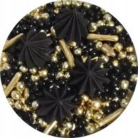 Сахарная посыпка БЕЗИКИ черное золото день рождения золото безе украшение 30г е