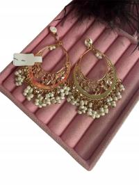 Klipsy złote ażurowe boho koraliki c65