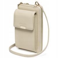 PUCCINI Torebka Damska z Miejscem Na Telefon i Karty Beżowa BK1251015T-6A
