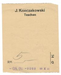 Cieszyn 1940 rachunek J. Konczakowski 54 G