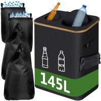 145-litrowy, wytrzymały kosz kuchenny do recyklingu z 4 workami i pokrywą