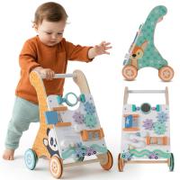 Pchacz dla dziecka 2w1 drewniany chodzik interaktywny tablica labirynt