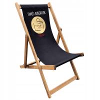 Leżak drewniany bukowy PREMIUM CZARNY z nadrukiem LOGO ZŁOTA FOLIA 30x30cm