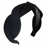 Лента для волос Miss Glow черная широкая оплетка классическая плетеная