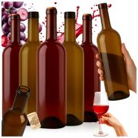 15X Бордоская винная бутылка 750 мл коричневая с винными пробками для ликера