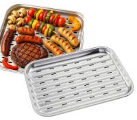 Wielorazowa STALOWA Tacka na Grilla Grillowania Stal Nierdzewna 34,2 x 24,5