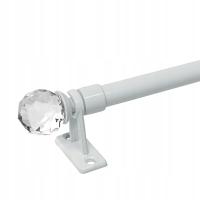 MINI KARNISZ z kryształkiem GLOBE 40 cm ROZSUWANY do 60 cm BIAŁY