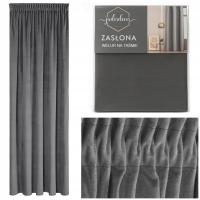 Gotowa Zasłona Velvet Zasłony na Taśmie Żabki 140x250 Welurowa Szary Stal