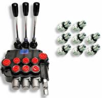 Rozdzielacz hydrauliczny Presko 3-sekcyjny 40 l/min 250 bar z przyłączami