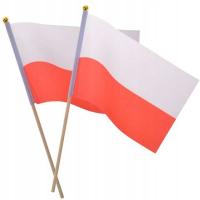 POLSKA FLAGA na patyczku BIAŁO-CZERWONA tkanina 3 MAJA mecz EURO x2