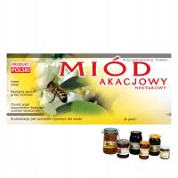 Etykiety na Miód AKACJOWY Słoik Naklejki Samoprzylepne 116x50mm 100szt