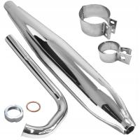 Tłumik wydechowy chrom WSK 125 z kolankiem i obejmami