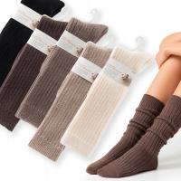 5x Podkolanówki MERINO długie ciepłe skarpetki damskie NATURALNE PREMIUM