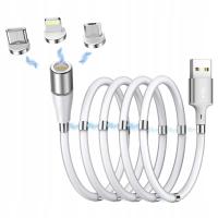 Zestaw kabli USB - USB typ C / microUSB / Lightning magnetyczna końcówka