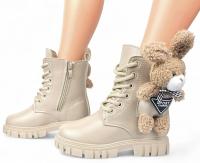 Kozaczki Dziewczęce Ocieplane Botki Śniegowce Sznurowane Królik Zamek *31*