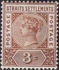 kol.bryt.Straits Settlements QV 3 c.czysty *