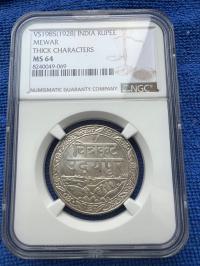 INDIE MEWAR RUPEE NGC MS 64