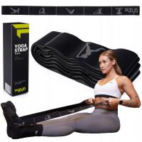 Mocna Taśma do Ćwiczeń Rozciągania Nóg Stretchingu Jogi FIZYO Pasek Czarny